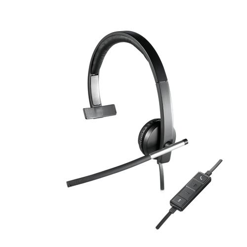 Logitech USB Headset Mono H650e Auriculares Diadema Negro, Gris - Imagen 1
