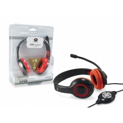 Conceptronic CCHATSTARU2R auricular y casco Auriculares Alámbrico Diadema Calls/Music USB tipo A Rojo - Imagen 1