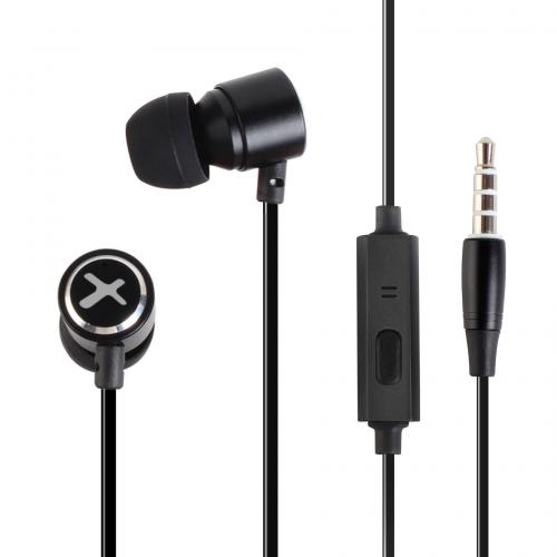 Auriculares phoenix de botón con microfono manos libres colgar y descolgar en cable conector jack 3.5 color negro - Imagen 1