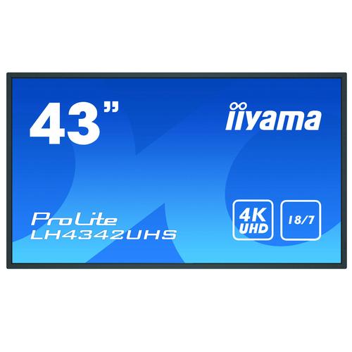 iiyama LH4342UHS-B3 pantalla de señalización Pantalla plana para señalización digital 108 cm (42.5") IPS 4K Ultra HD Negro Proce