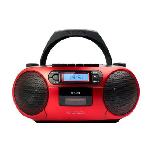 Radio cd - cassette portatil aiwa bbtc - 550 6w rms usb bluetooth rojo