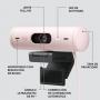 Webcam logitech brio 500 rosa full hd - usb tipo c