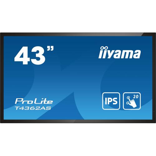 T4362AS-B1 pantalla de señalización Panel plano interactivo 108 cm (42.5") IPS 500 cd / m² 4K Ultra HD Negro Pantalla táctil Pro