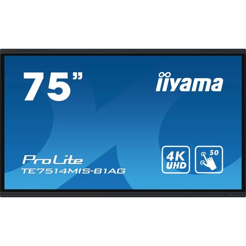iiyama TE7514MIS-B1AG pantalla de señalización Panel plano interactivo 190,5 cm (75") LCD Wifi 435 cd / m² 4K Ultra HD Negro Pan