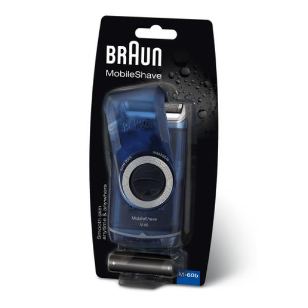 Braun PocketGo M60b Máquina de afeitar de láminas Negro, Azul
