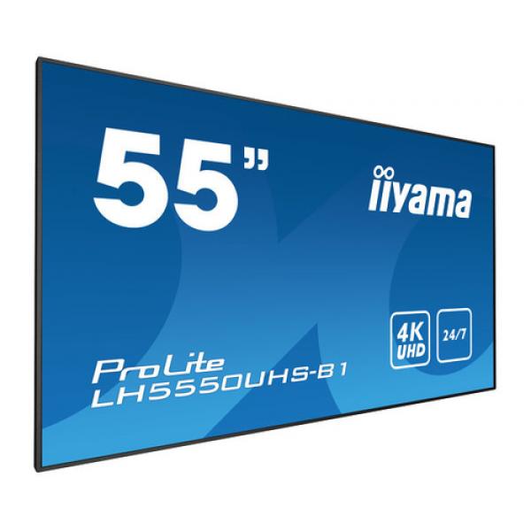 iiyama LH5550UHS-B1 pantalla de señalización 139,7 cm (55") LED 4K Ultra HD Pared de vídeo Negro - Imagen 1