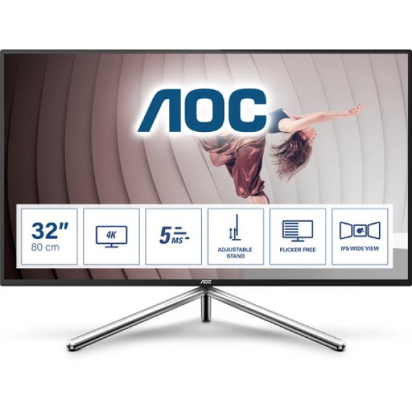 AOC U32U1 pantalla para PC 80 cm (31.5") 3840 x 2160 Pixeles 4K Ultra HD LED Negro, Plata - Imagen 1