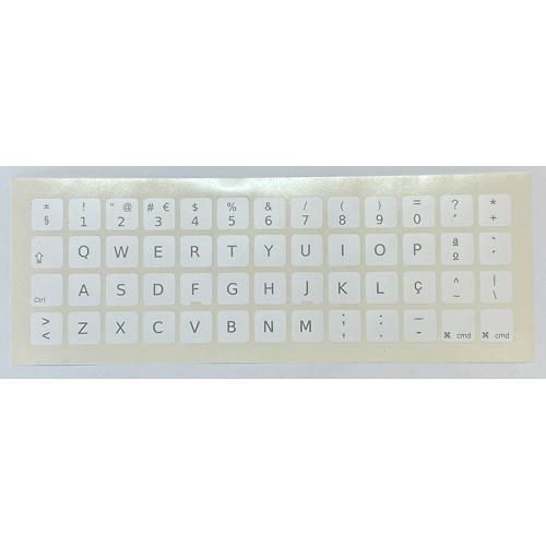 Para APPLE Portugés Blancas Pegatinas universales para Conversión de teclado Internacional a Portugués. Diseño de etiqueta espec