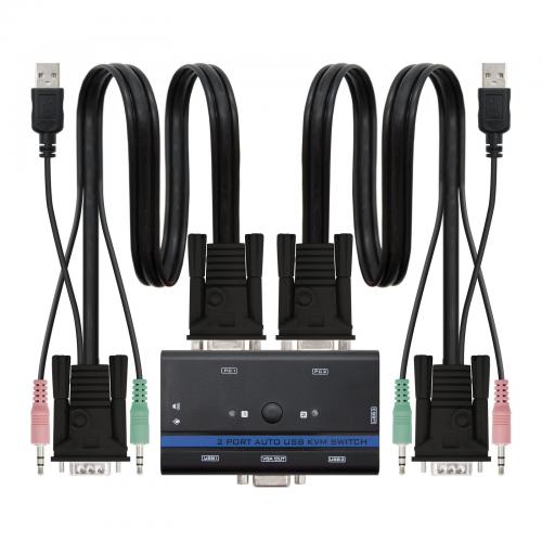 KVM SWITCH VGA USB 1U-2PC+CABLE - Imagen 1